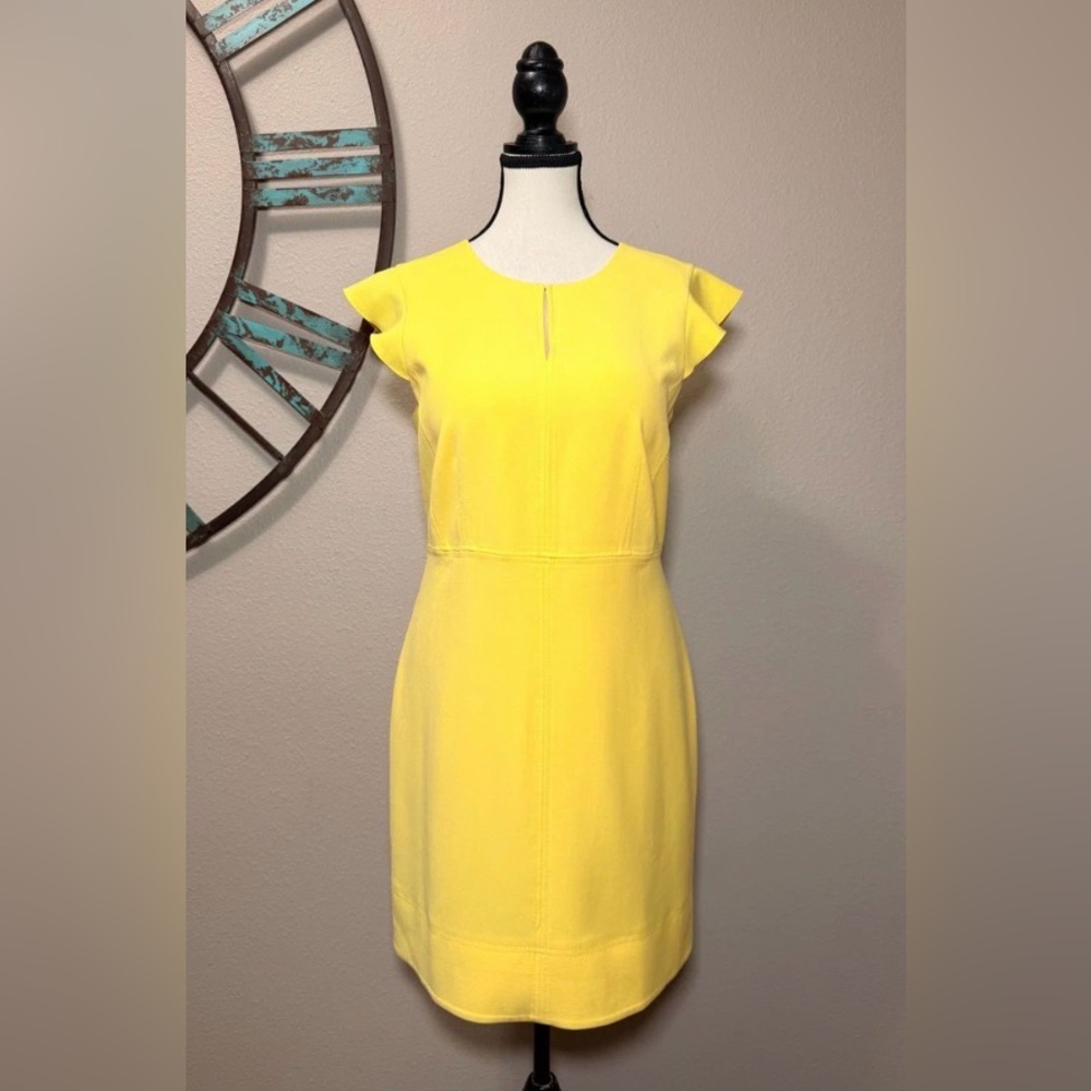 NWT Ann Taylor Sheath Yellow Midi Dress 12P